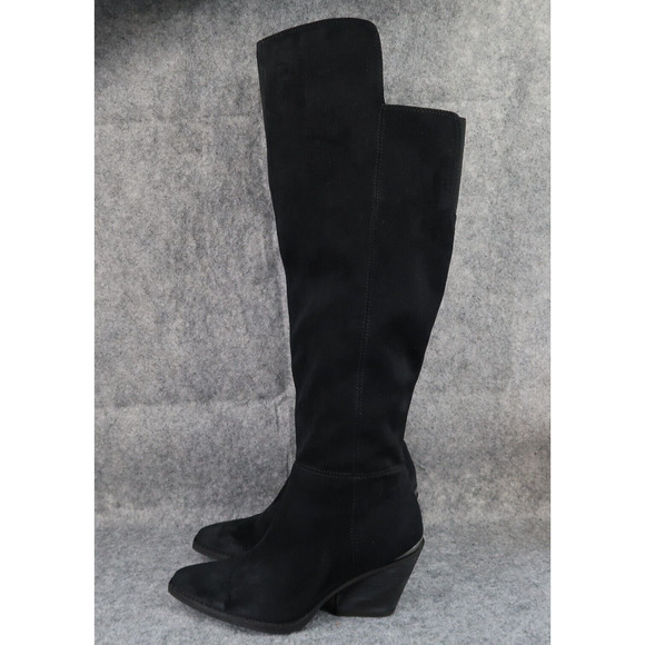 Zodiac Shoes Women 7.5 Boot Tall Western Ronson Fashion Cuban Heel Black OTK Zip - Picture 5 of 16